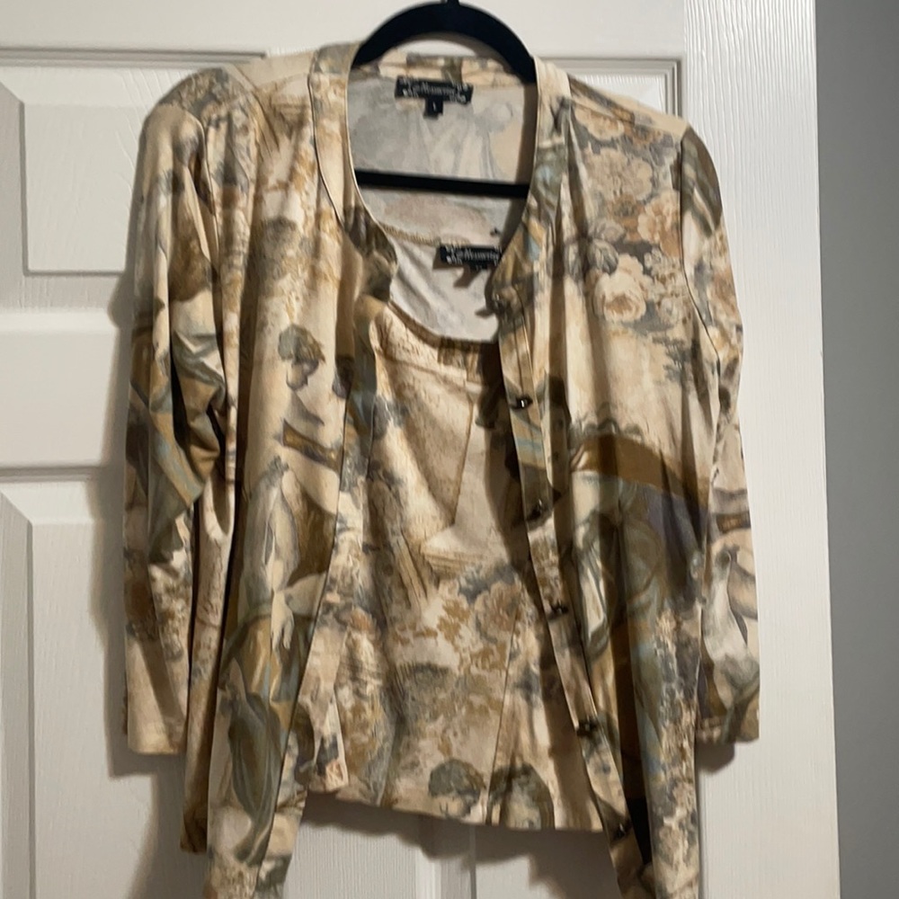 European art style tank top + cardigan set